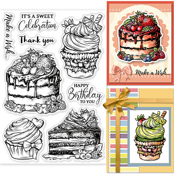 PVC Plastic Stamps, for DIY Scrapbooking, Photo Album Decorative, Cards Making, Stamp Sheets, Cake Pattern, 16x11x0.3cm