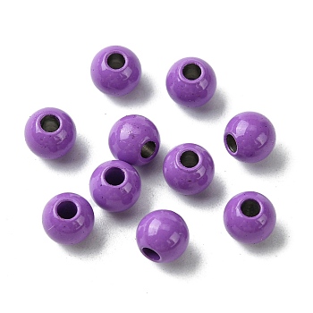 Spray Painted 202 Stainless Steel Beads, Round, Dark Orchid, 6x5mm, Hole: 2mm
