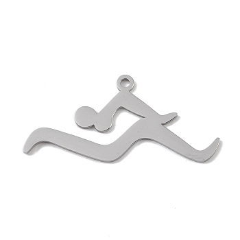 304 Stainless Steel Pendants, Laser Cut, Cycling Charm, Stainless Steel Color, 19.5x42x1mm, Hole: 1mm