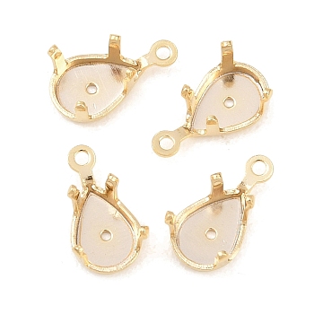 Brass Sew on Prong Settings, Claw Settings for Pointed Back Rhinestone, Teardrop Charms, Cadmium Free & Lead Free, Real 24K Gold Plated, 10.5x5.5x5mm, Hole: 0.9mm