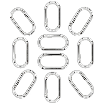10Pcs Zinc Alloy Spring Gate Rings, Oval, Platinum, 44x25x5mm, Inner Diameter: 34.5x16mm