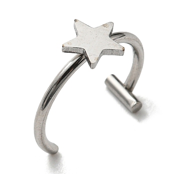 304 Stainless Steel Eyebrow Ring, Lip Piercing and Nose Studs Body Jewelry, Star, Stainless Steel Color, 11x12mm, Pin: 1mm