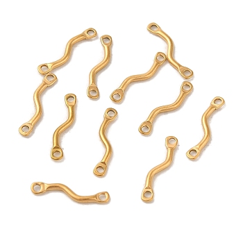Ion Plating(IP) 304 Stainless Steel Links Connector Charms, Twisted Bar, Real 18K Gold Plated, 14x2.5x1.2mm, Hole: 1.2mm