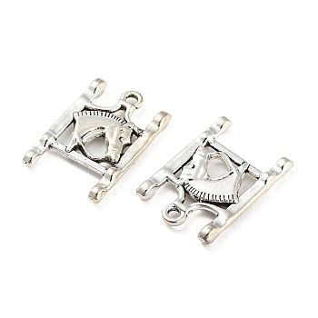 Tibetan Style Alloy Pendants, Cadmium Free & Lead Free, Rectangle with Horse Charms, Antique Silver, 24x16x2.5mm, Hole: 1.8mm, about 414pcs/1000g