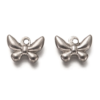 304 Stainless Steel Charms, Butterfly, Stainless Steel Color, 11x15x4mm, Hole: 1.8mm