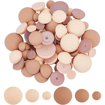 CHGCRAFT 6 Style Opaque Acrylic Beads, Rubberized Style, Half Drilled, Half Round, Mixed Color, 10~20.5x5~10mm, Hole: 1.4~2.5mm, 80pcs/box