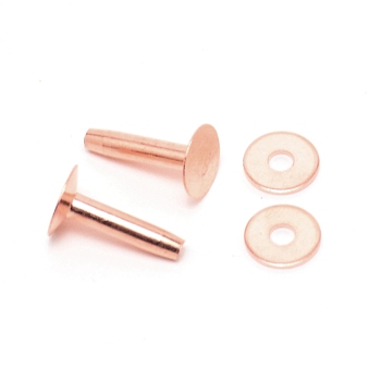 Brass Studs Rivets, for DIY Leather Belt, Handbag, Purse Accessories, with Shims, Rose Gold, 1.9x1.1cm, Pin: 4mm, 4pcs/set