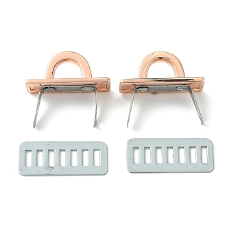 Zinc Alloy Bag Shoes Buckle Clips, with Iron Shim, Cadmium Free & Lead Free, Rose Gold, 32x14x19.5mm, Hole: 9x10mm