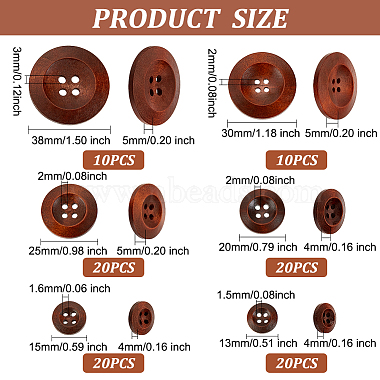 100Pcs 6 Style Natural Flat Round 4-hole Basic Sewing Button(FIND-OC0002-11)-2