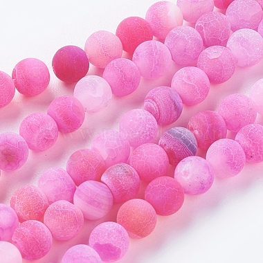 6mm Magenta Round Weathered Agate Beads