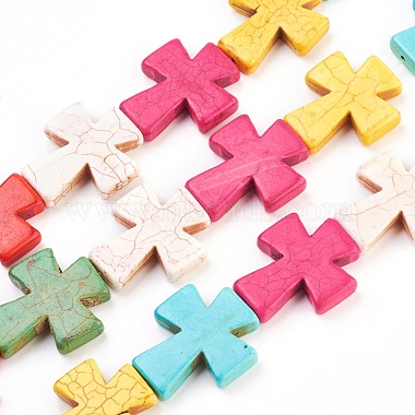 35mm Colorful Cross Synthetic Turquoise Beads