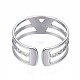 304 Stainless Steel Initial Letter V Open Cuff Ring(RJEW-T023-42P)-2