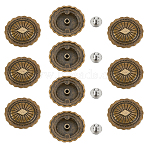 Alloy Rhombus Buttons, for Purse, Bags, Leather Crafts Decoration, Antique Bronze & Platinum, 30x27x5.5mm, Hole: 2.5mm(BUTT-WH0029-35AB)