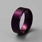 304 Stainless Steel Plain Band Rings, Purple, US Size 6 3/4(17.1mm)(RJEW-WH0003-43B)