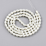 Baking Paint Pearlized Glass Pearl Bead Strands, Rice, Cornsilk, 8.1x6~6.5mm, Hole: 1mm, about 95~96pcs/strand, 30.79~31.10''(78.2~79cm)(X-HY-T002-01A-02)