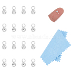 16Pcs 925 Sterling Silver Charms, with 1Pc Suede Fabric Square Silver Polishing Cloth, Round, 10x3mm, Hole: 1.4mm(STER-UN0001-85B)