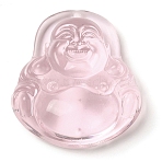 Glass Pendants, Figure of Buddha, Pink, 39x36x14mm, Hole: 1mm(GLAA-C033-03B)