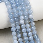 Natural Dyed White Jade Beads Strands, Smooth Round, Light Steel Blue, 6mm, Hole: 1mm, about 62pcs/strand, 14.96''(38cm)(GG-CBAEB22-B01-6mm-01)