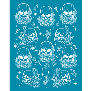 Silk Screen Printing Stencil, for Painting on Wood, DIY Decoration T-Shirt Fabric, Skull Pattern, 100x127mm(DIY-WH0341-189)