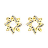 925 Sterling Silver Micro Pave Cubic Zirconia Stud Earrings for Women, with S925 Stamp, Star, Real 18K Gold Plated, 8.5mm(EJEW-P231-81G)