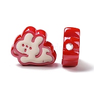 Opaque Acrylic Beads, with Enamel, Rabbit, Red, 21x25.5x9mm, Hole: 3.5mm(X-OACR-H025-01B)