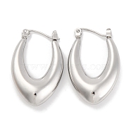 Non-Tarnish Ltter V 304 Stainless Steel Hoop Earring, Stainless Steel Color, 25.5x24mm(EJEW-H013-11P)