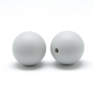 Food Grade Eco-Friendly Silicone Focal Beads, Round, Light Grey, 18~20mm, Hole: 2mm(SIL-R008D-71)