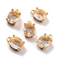 Rack Plating Brass Glass Charms, Long-Lasting Plated, Oval, Real 18K Gold Plated, 12.5x8x5.5mm, Hole: 1.6mm(KK-D070-05G)