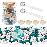 CRASPIRE Sealing Wax Particles Kits for Retro Seal Stamp, with Stainless Steel Spoon, Candle, Glass Jar, Mixed Color, 7.3x8.6x5mm, about 110~120pcs/bag, 2 bags(DIY-CP0003-60J)