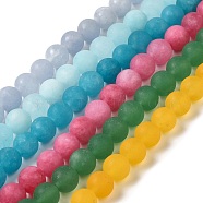 Natural Dyed Jade Beads Strands, Frosted, Round, Mixed Color, 8~8.5mm, Hole: 1mm, about 47~48pcs/strand, 14.69''~14.96''(37.3~38cm)(G-M402-B01)