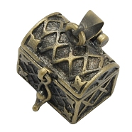 Brass Prayer Box Pendants, Rectangle, Antique Bronze Color, Size: about 16mm wide, 24mm long, hole: 4mm(X-KK-24X16-AB)