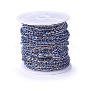 Handmade Enamel Beaded Chains, Soldered, with Brass Chains, Real 18K Gold Plated, Long-Lasting Plated, with Spool, Dodger Blue, 4~5x2x2~3mm, about 32.8 Feet(10m)/roll(CHC-P007-F03)