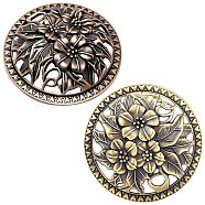 2Pcs 2 Colors Alloy Cover, with Botany Pattern, for Incense Burner, Round with Flower, Cadmium Free & Lead Free, Mixed Color, 7.9~7.95x22.5~2.5cm, Inner Diameter: 6.75~6.9cm(FIND-GF0003-48)