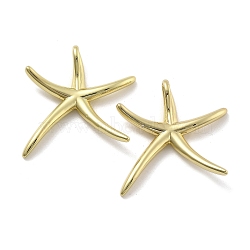 Brass Pendants, Starfish, Real 18K Gold Plated, 28.5x28.5x6.5mm, Hole: 5.5x2.5mm(KK-U060-11G)