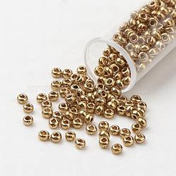 8/0 Grade A Round Glass Seed Beads, Dyed, Sienna, 3x2mm, Hole: 1mm, about 10000pcs/pound(SEED-N002-C-0570)