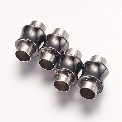 304 Stainless Steel Magnetic Clasps with Glue-in Ends, Vase, Gunmetal, 16.5x10mm, Hole: 6mm(STAS-E144-054B)