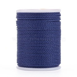 Round Waxed Polyester Cord, Taiwan Waxed Cord, Twisted Cord, Marine Blue, 1mm, about 12.02 yards(11m)/roll(YC-G006-01-1.0mm-21)