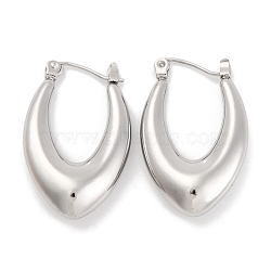 Non-Tarnish Ltter V 304 Stainless Steel Hoop Earring, Stainless Steel Color, 25.5x24mm(EJEW-H013-11P)