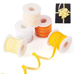 50 Yards 5 Colors Single Face Velvet Ribbon, with 5Pcs Plastic Empty Spools, Mixed Color, 3/8 inch(9.5mm)(SRIB-TA0001-37)
