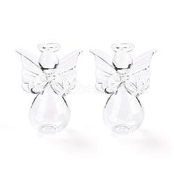 Mini Glass Angel Ornament, for Party Hanging Pendant Decoration, Clear, 18x29x37mm(GLAA-D002-12)