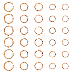 304 Stainless Steel Jump Rings, Open Jump Rings, Twisted, Rose Gold, 8~12x1~1.4mm, Inner Diameter: 5.5~9mm, 50pcs/box(STAS-CA0001-16RG)