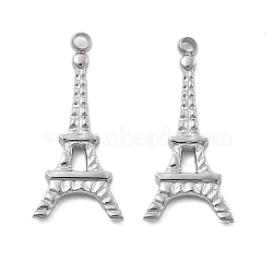 304 Stainless Steel Pendants, Eiffel Tower Charm, Anti-Tarnish, Stainless Steel Color, 22x10x2mm, Hole: 1.5mm(STAS-Z121-35P)