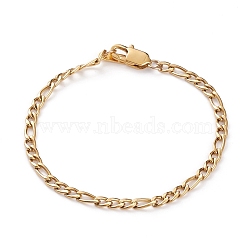 Men's 304 Stainless Steel Figaro Chains, Curb Chains Bracelets, with Lobster Claw Clasps, Golden, 8-1/2 inch(21.5cm)(BJEW-JB05840-02)