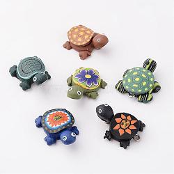 Handmade Polymer Clay Pendants, Tortoises, Mixed Color, 19x26mm, Hole: 2mm(F015H081)