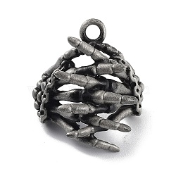 Tibetan Style Alloy Pendant, Frosted, Skeleton Hand, Antique Silver, 29x25x8mm, Hole: 3.2mm(PALLOY-H133-48AS)