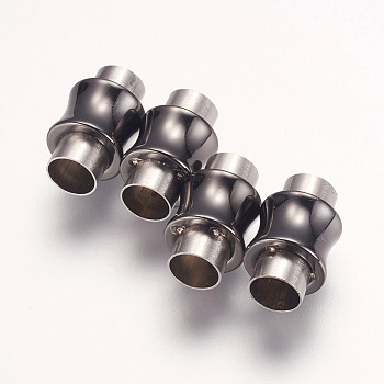 304 Stainless Steel Magnetic Clasps with Glue-in Ends, Vase, Gunmetal, 16.5x10mm, Hole: 6mm