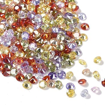 Cubic Zirconia Cabochons, Grade A, Faceted, Diamond, Mixed Color, 3x2mm