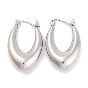 Non-Tarnish Ltter V 304 Stainless Steel Hoop Earring, Stainless Steel Color, 25.5x24mm