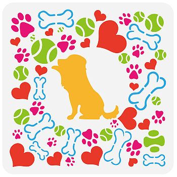PET Hollow Out Drawing Painting Stencils, for DIY Scrapbook, Photo Album, Dog Pattern, 30x30cm