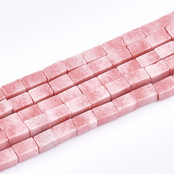 Natural Agate Beads Strands, Dyed, Cuboid, Light Coral, 3~4x2x2mm, Hole: 1mm, about 106~112pcs/strand, 15.3 inch